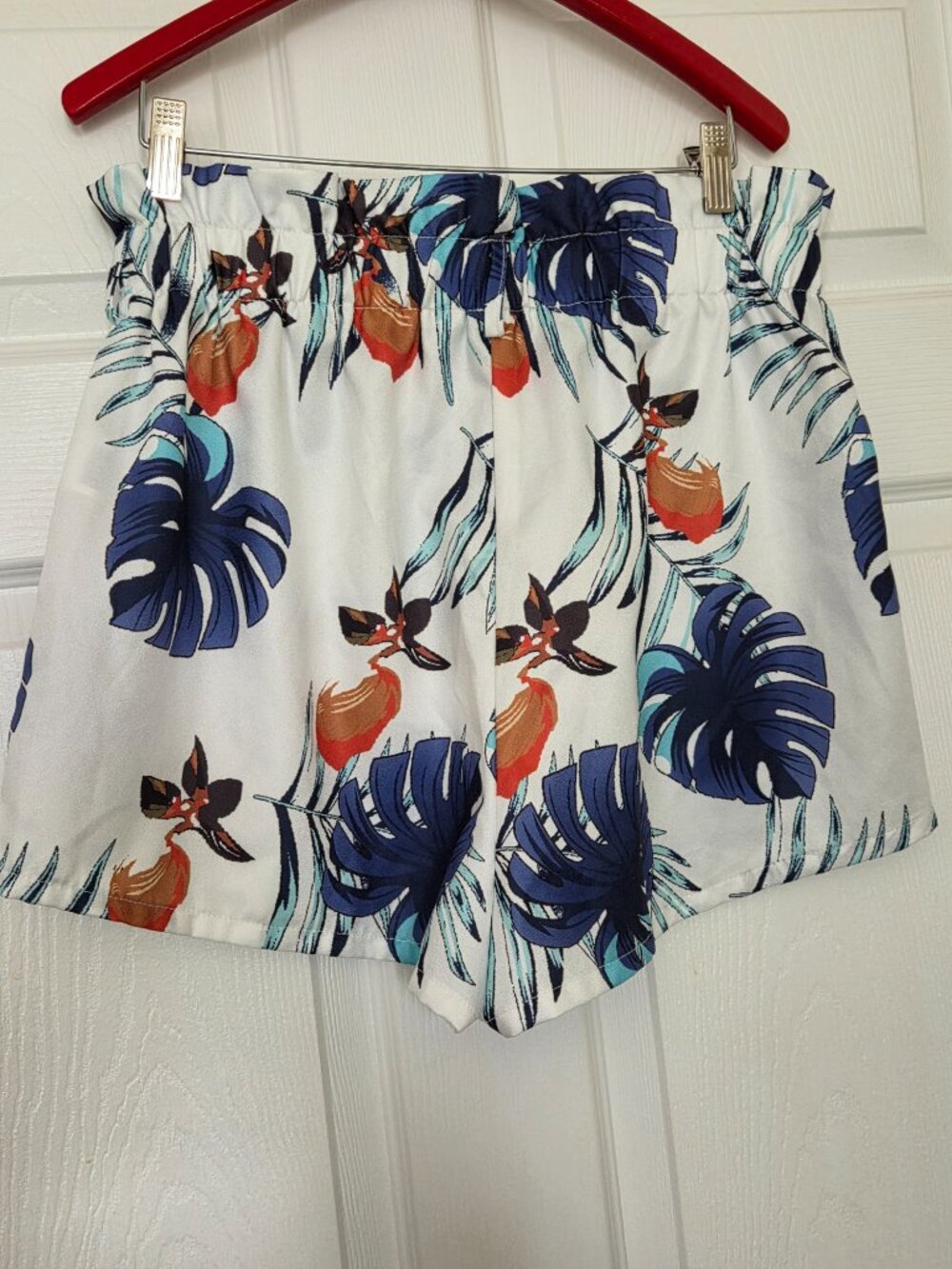 SHEIN White Tropical Montera Print High Waist Paperbag Shorts - Picture 4 of 10